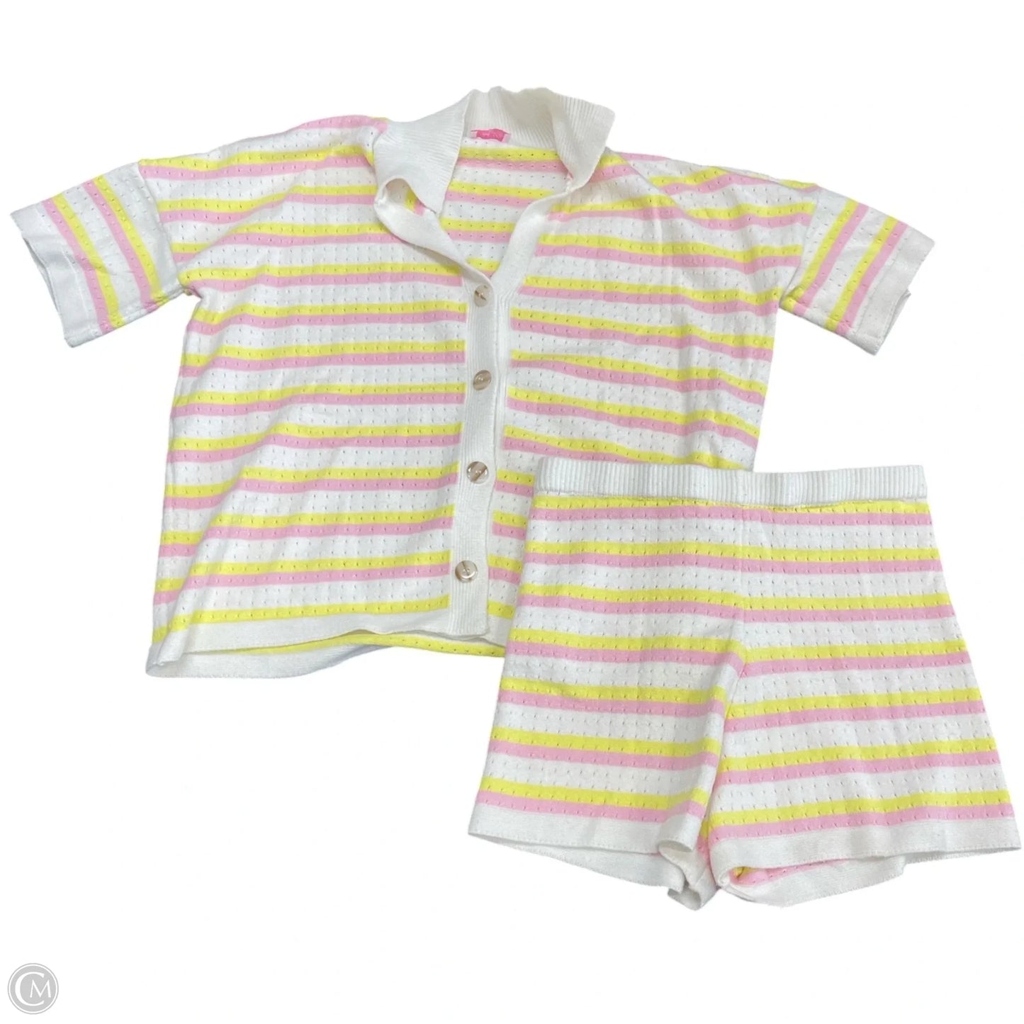 Lounge Set Shorts By Pink Lily In Pink & White, Size: Xl