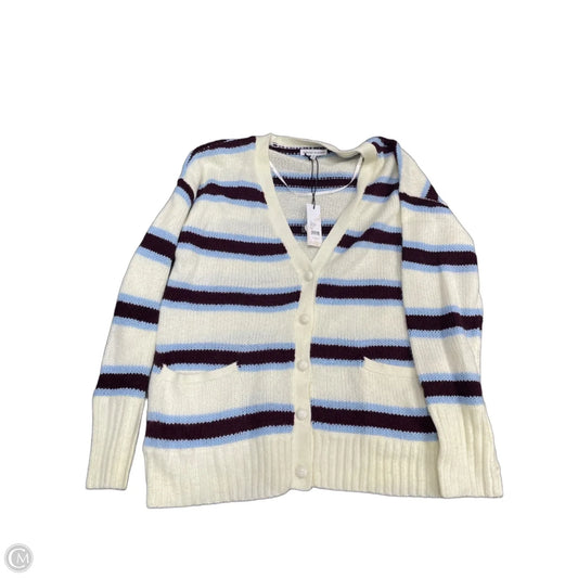Sweater Cardigan By Rebecca Minkoff In Blue & Cream, Size: 1x