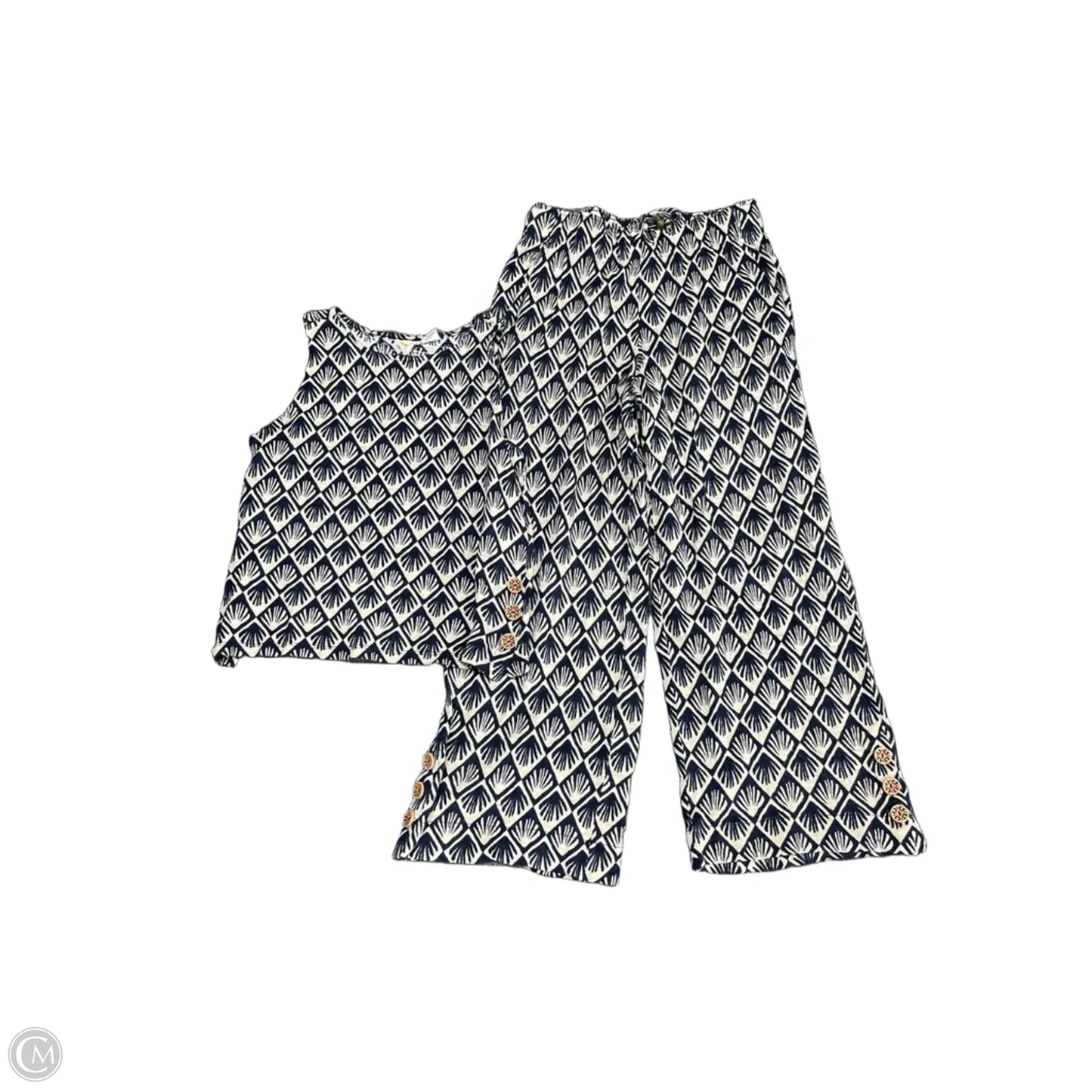 Pants Set 2pc By C And C In Blue & Cream, Size: S