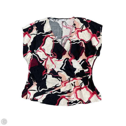 Blouse Short Sleeve By Nine West Apparel In Black & Red, Size: Xxl