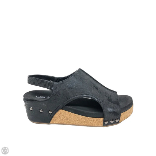 Sandals Heels Wedge By Corkys In Black, Size: 8