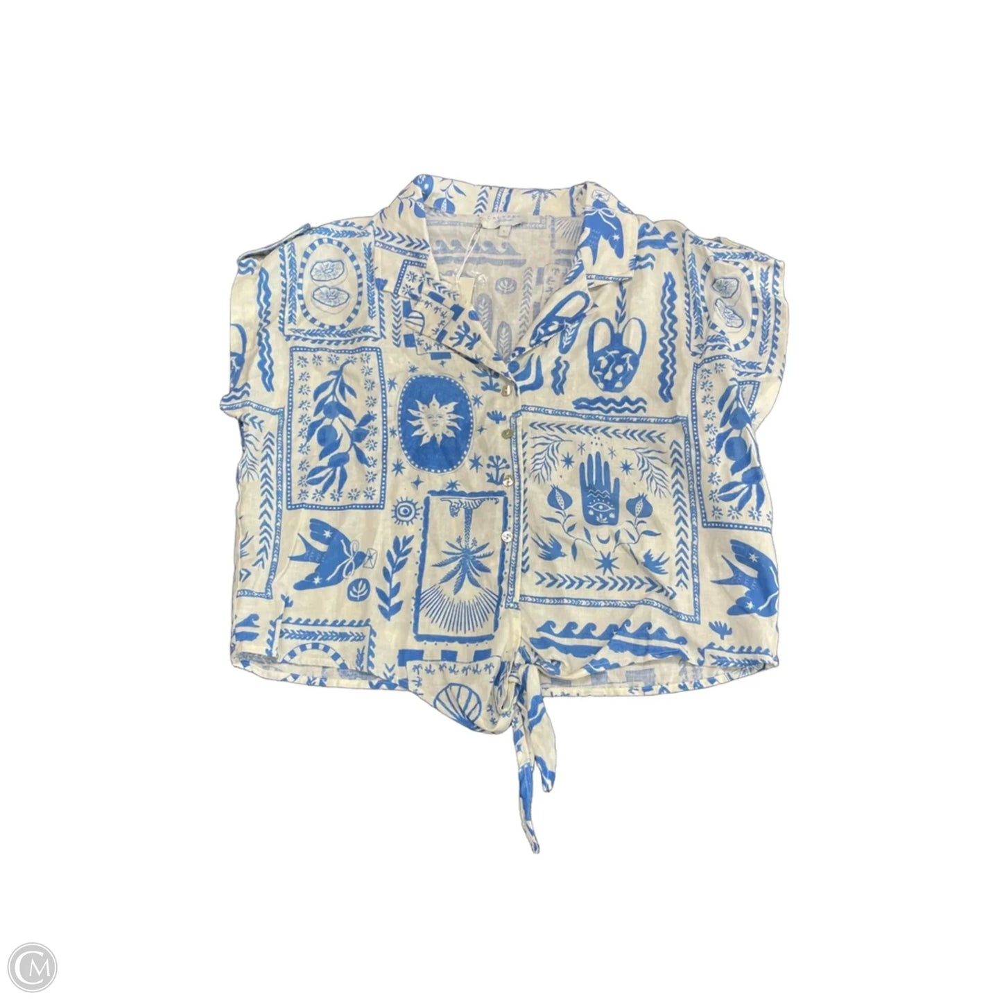 Top Short Sleeve By Calypso St Barth In Blue & White, Size: L