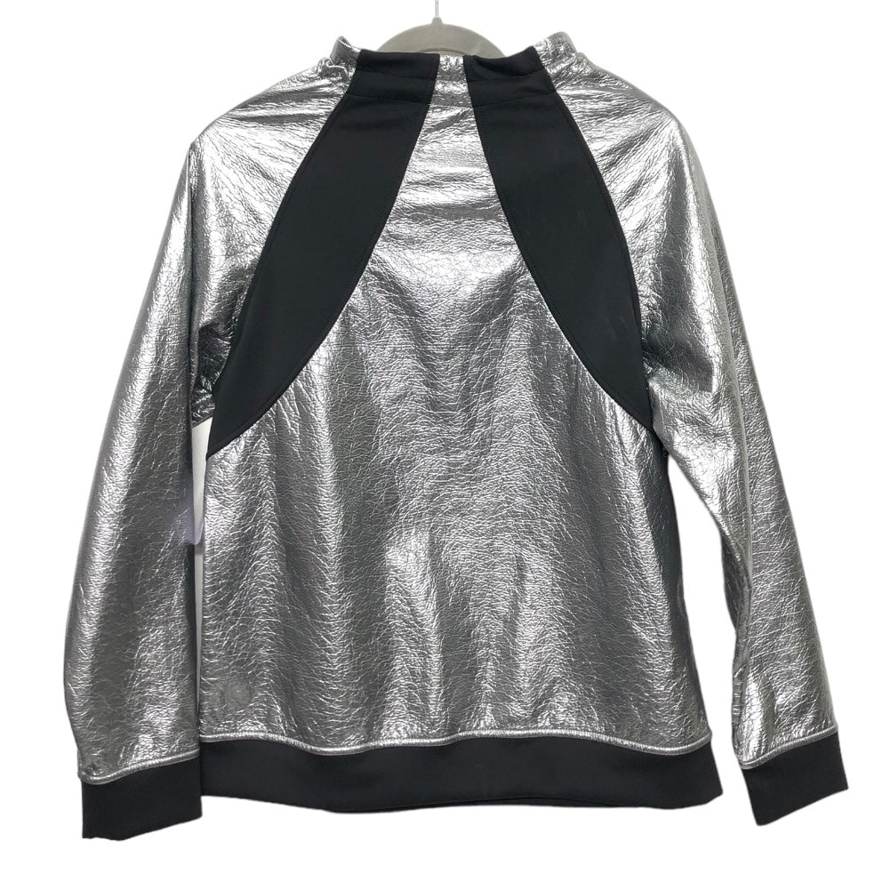 Black & Silver Athletic Top Long Sleeve Collar Clothes Mentor, Size L