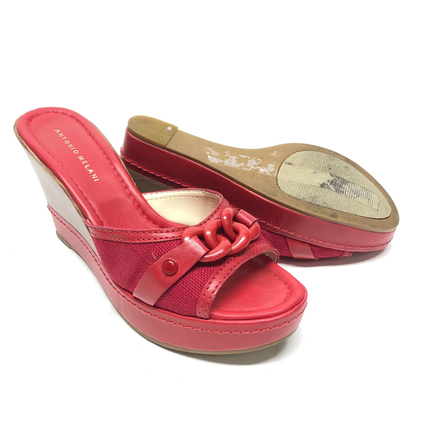 Red Shoes Heels Wedge Antonio Melani, Size 10