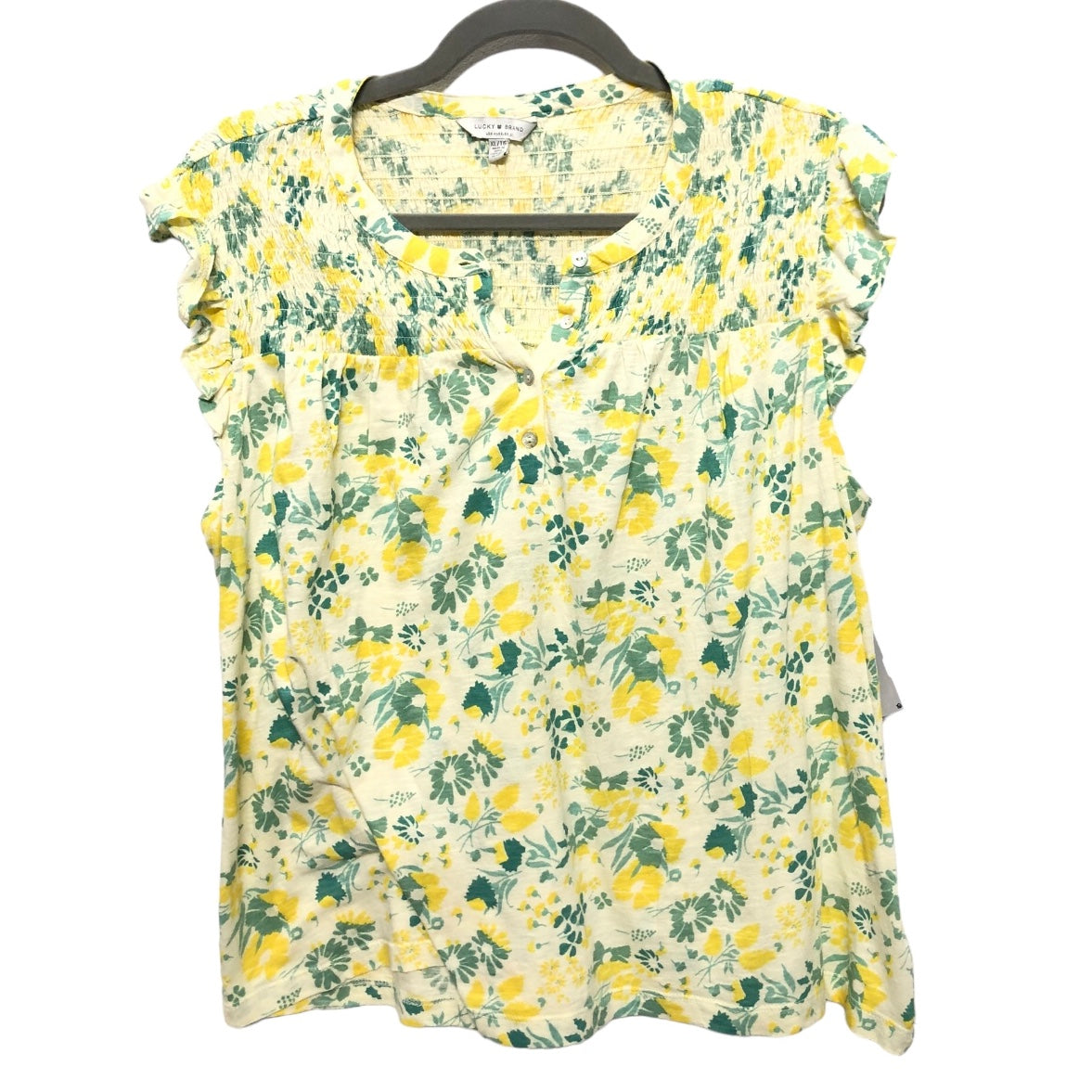 Yellow Top Short Sleeve Lucky Brand, Size Xl