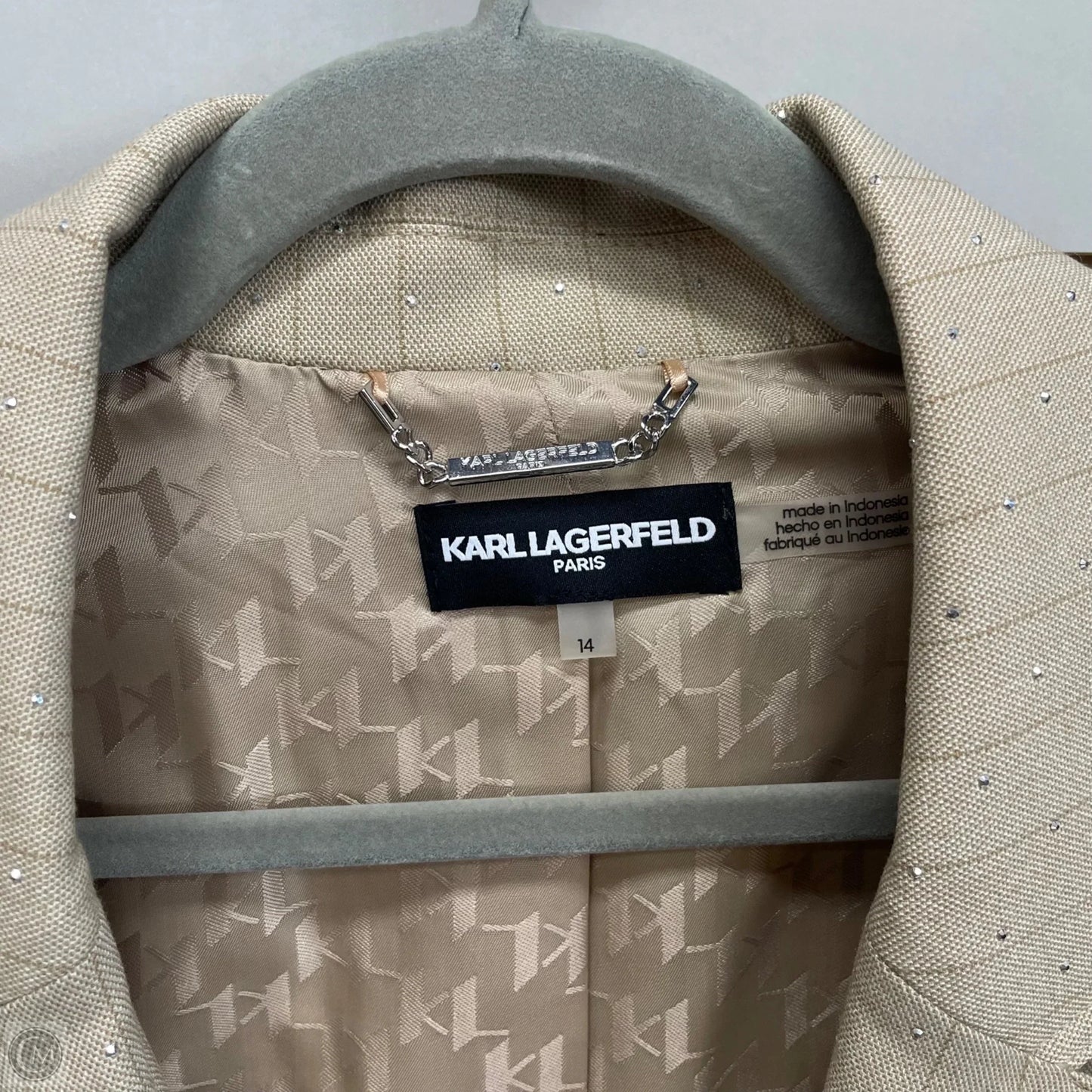 Blazer Designer By Karl Lagerfeld In Tan, Size: 14