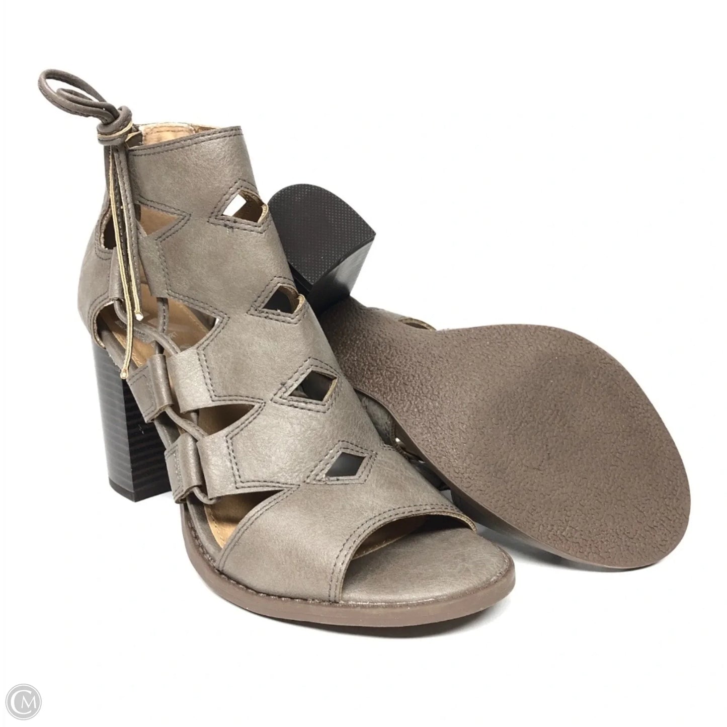 Sandals Heels Block By Report In Taupe, Size: 7