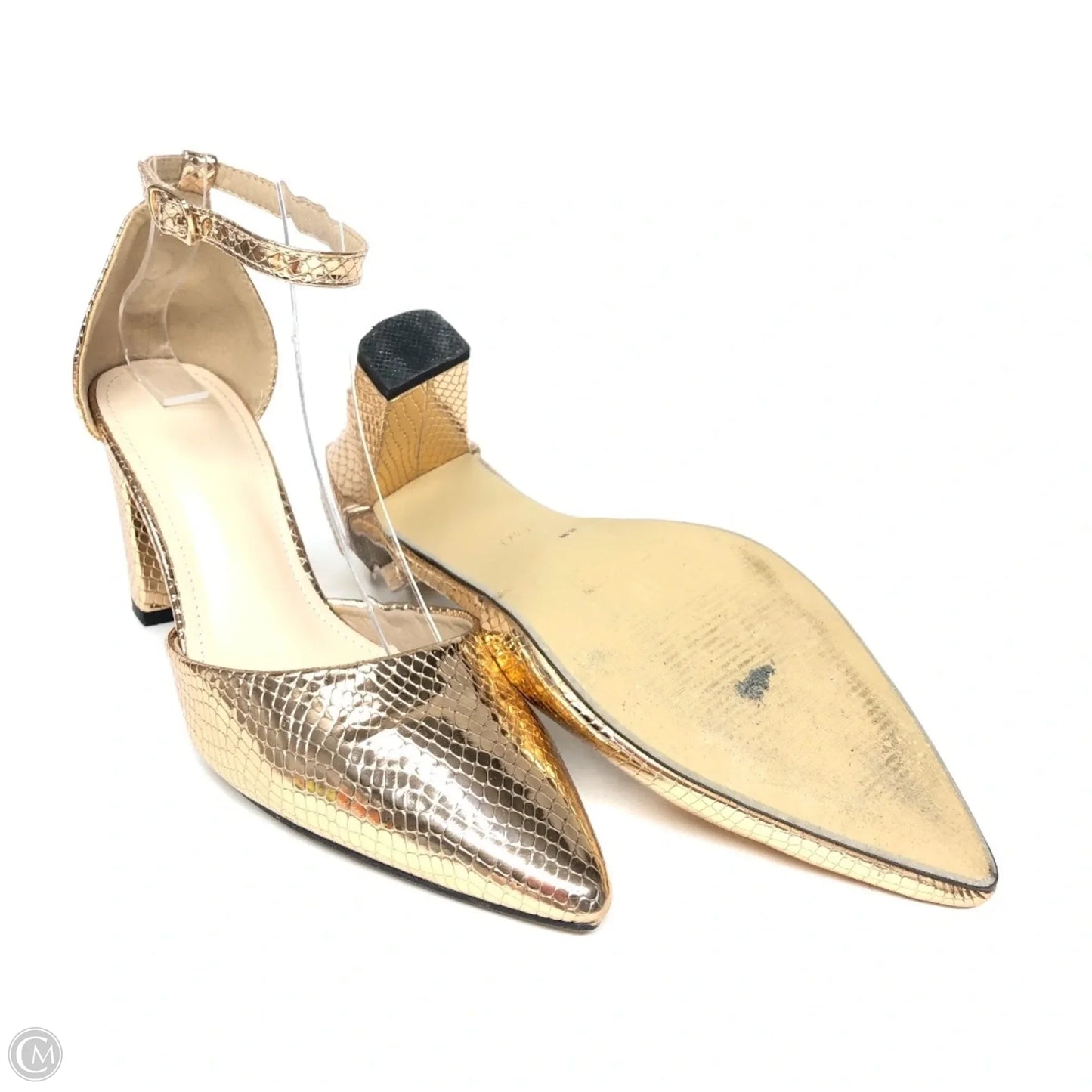 Shoes Heels Block By Clothes Mentor In Gold, Size: 6.5