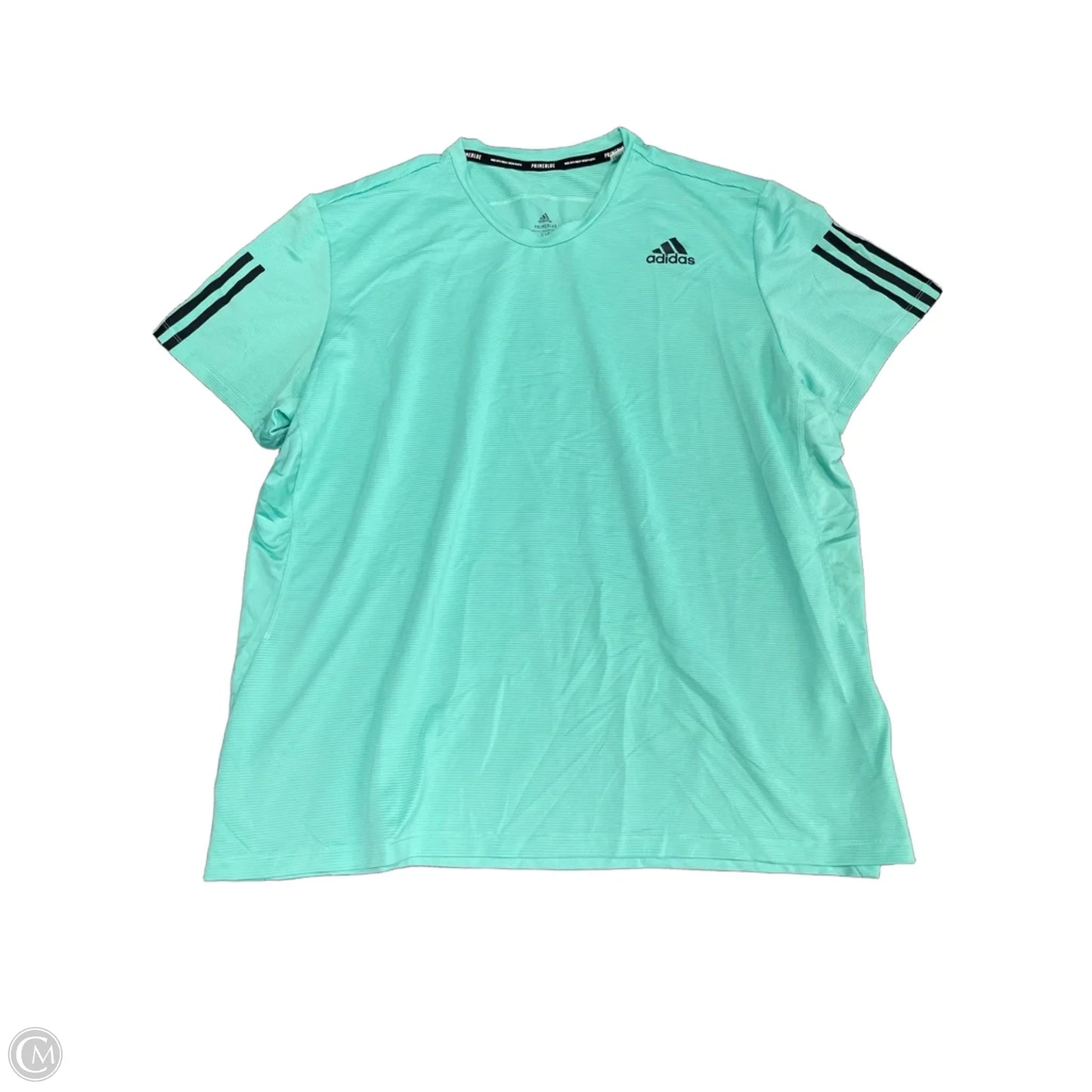 Athletic Top Short Sleeve By Adidas In Blue & Green, Size: 3x