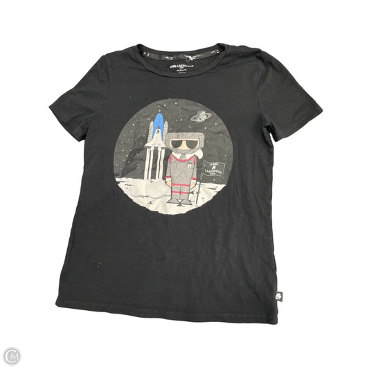 Top Short Sleeve Designer By Karl Lagerfeld In Black, Size: Xs