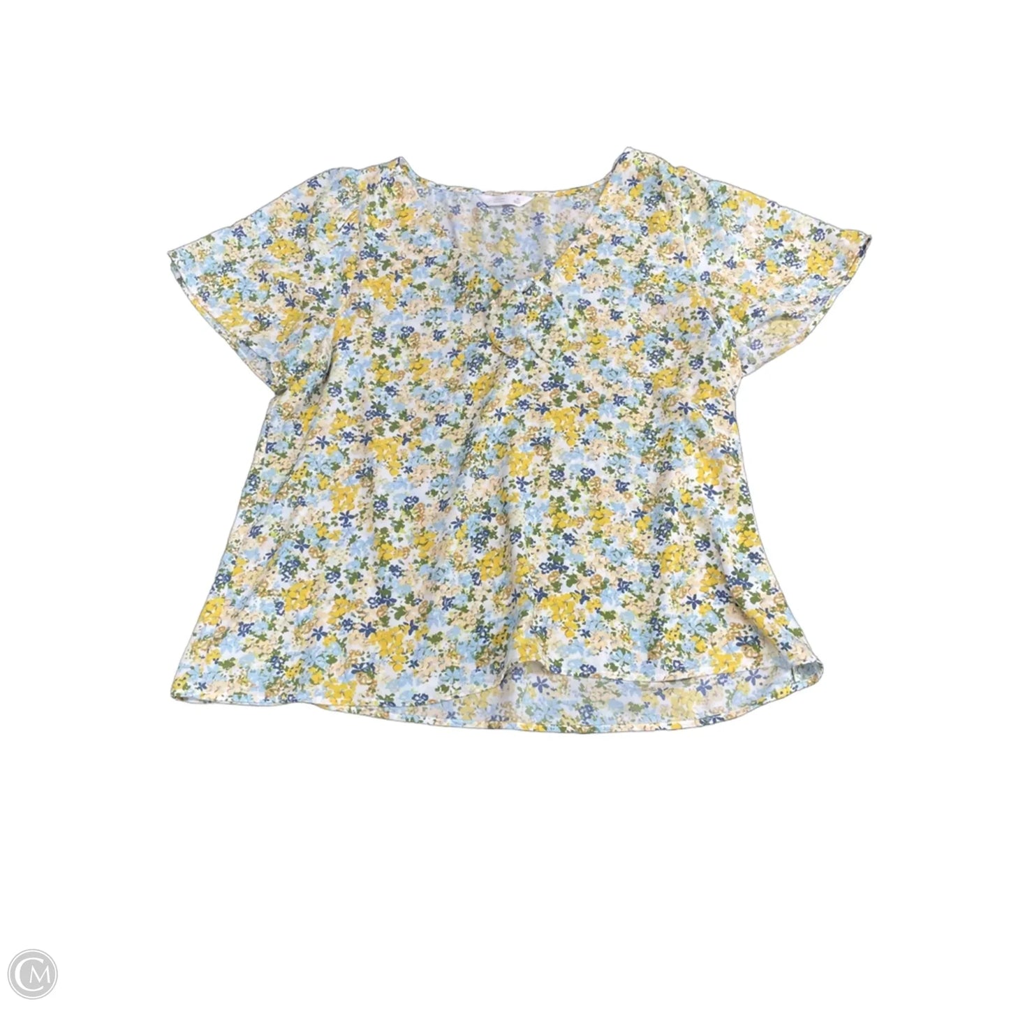 Top Short Sleeve By Lc Lauren Conrad In Blue & Yellow, Size: Xl