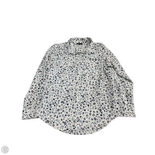 Top Long Sleeve By Alfani In Blue & White, Size: L