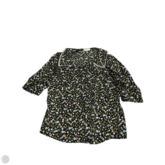Top Short Sleeve Designer By Halston In Floral Print, Size: L