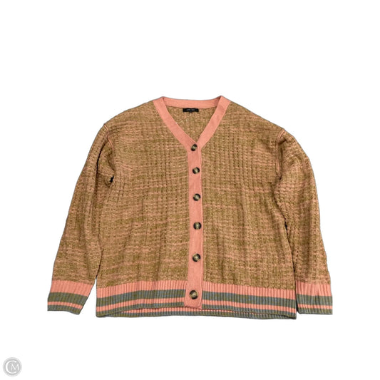 Sweater Cardigan By Love Tree In Green & Pink, Size: M