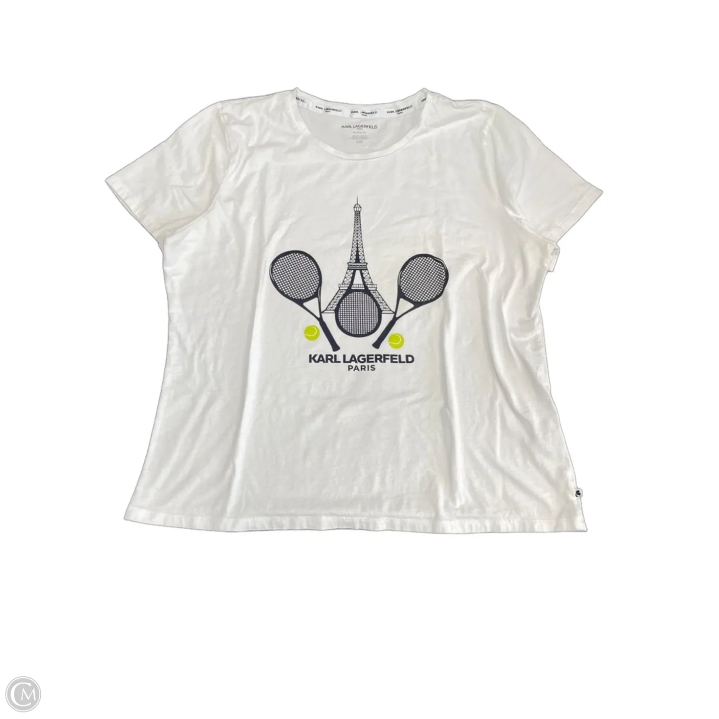 Top Short Sleeve By Karl Lagerfeld In White, Size: Xl