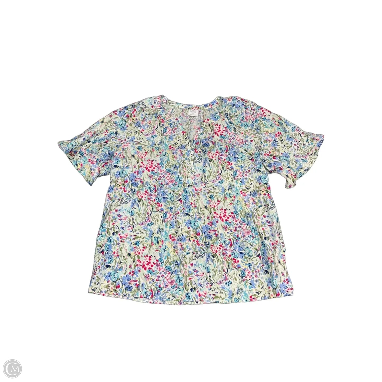 Top Short Sleeve By Croft And Barrow In Blue & White, Size: M