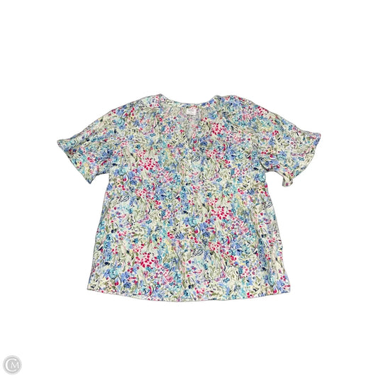 Top Short Sleeve By Croft And Barrow In Blue & White, Size: M