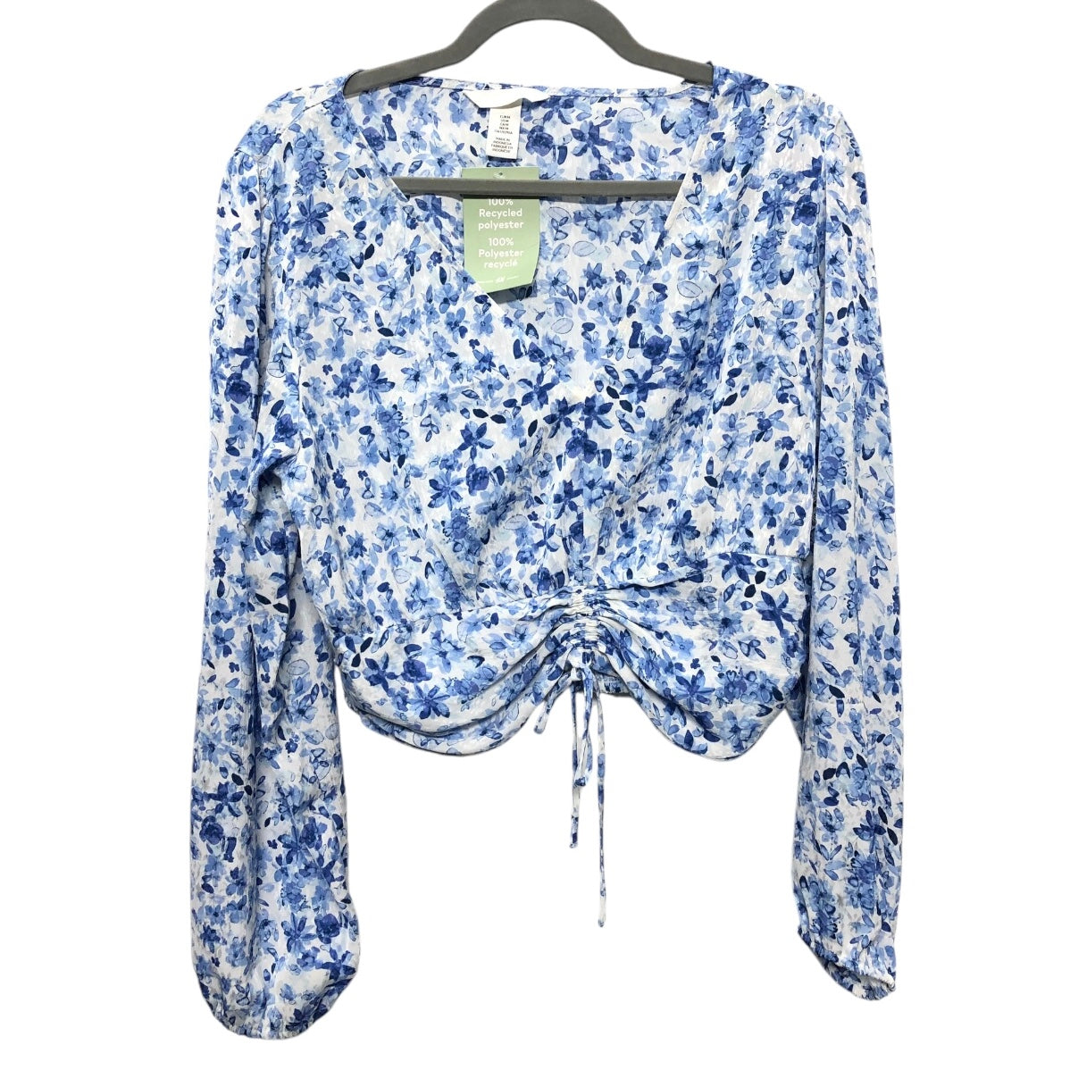 Blouse Long Sleeve By H&m In Blue, Size: M