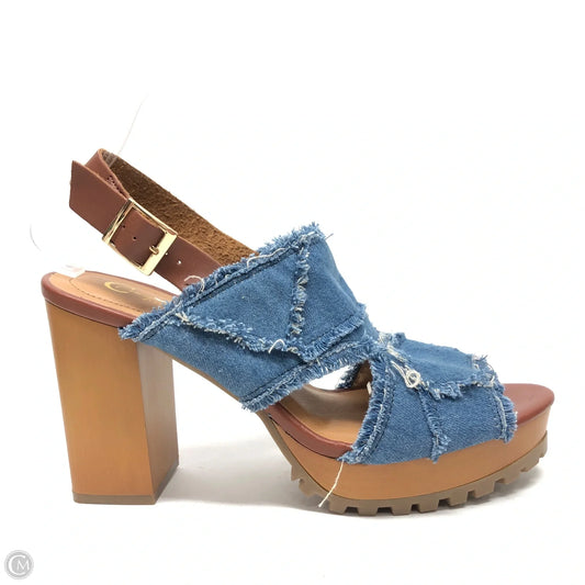 Sandals Heels Block By Cato In Blue Denim, Size: 11