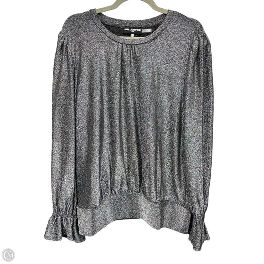 Top Long Sleeve Designer By Karl Lagerfeld In Black & Silver, Size: M