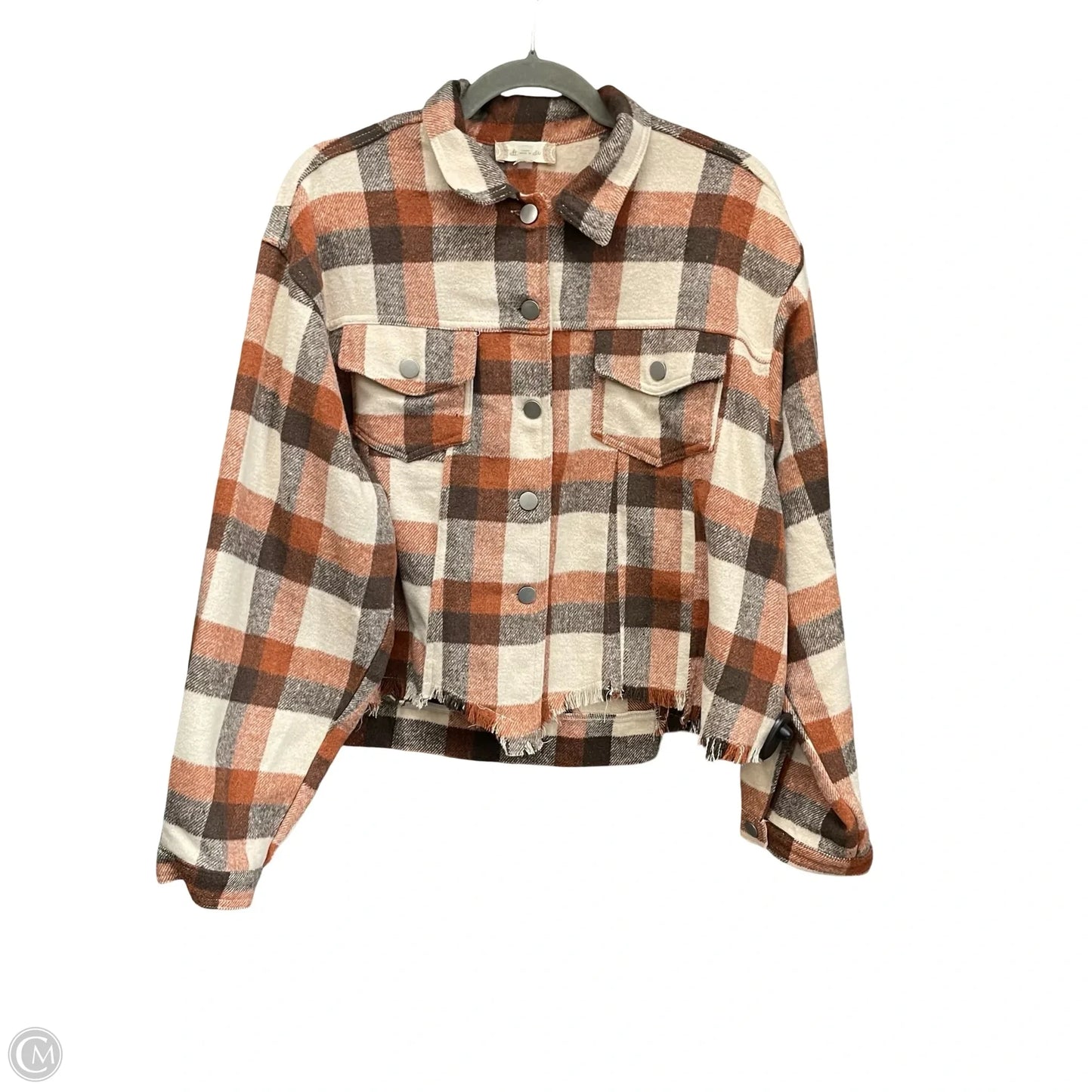 Jacket Shirt By Altard State In Cream & Orange, Size: M