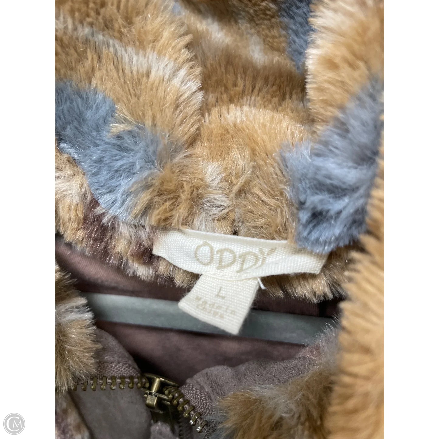 Jacket Fleece By Oddi In Blue & Brown, Size: L