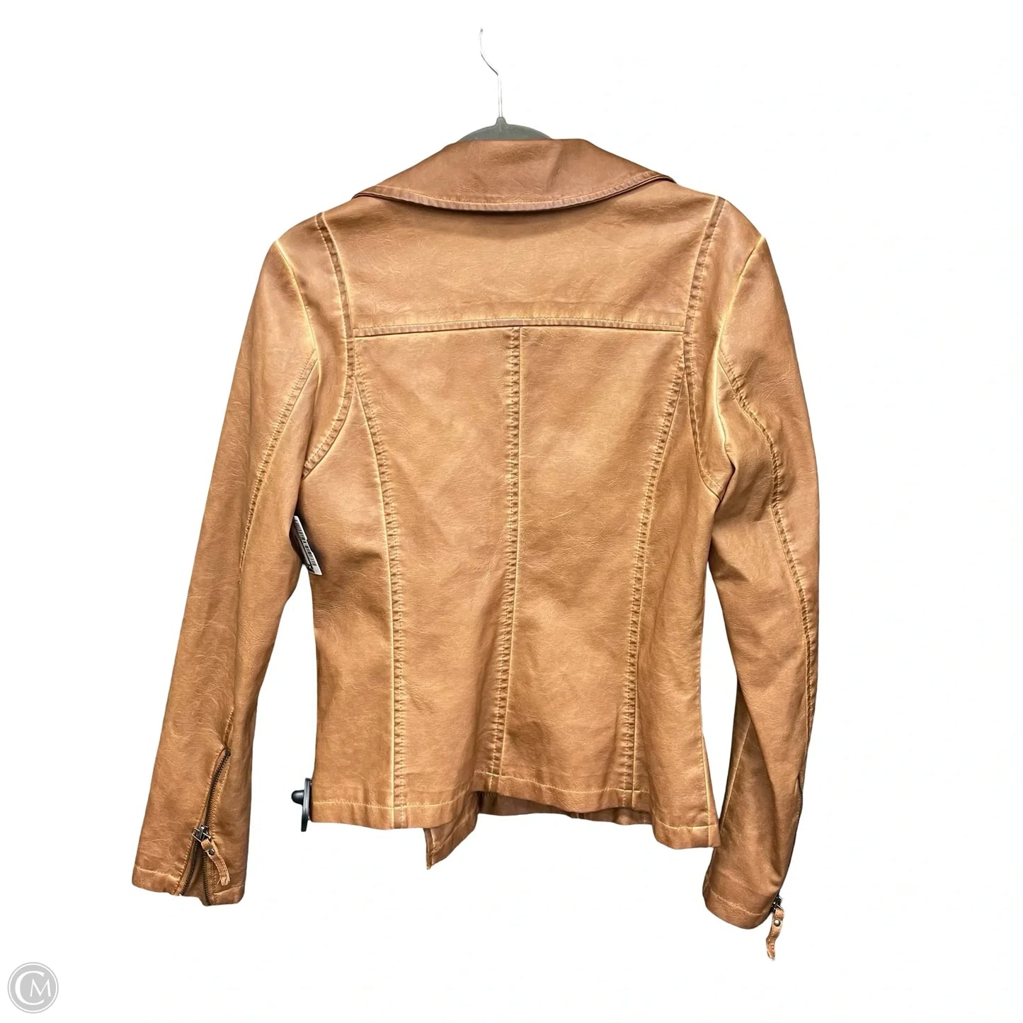 Jacket Moto By Max Studio In Tan, Size: S