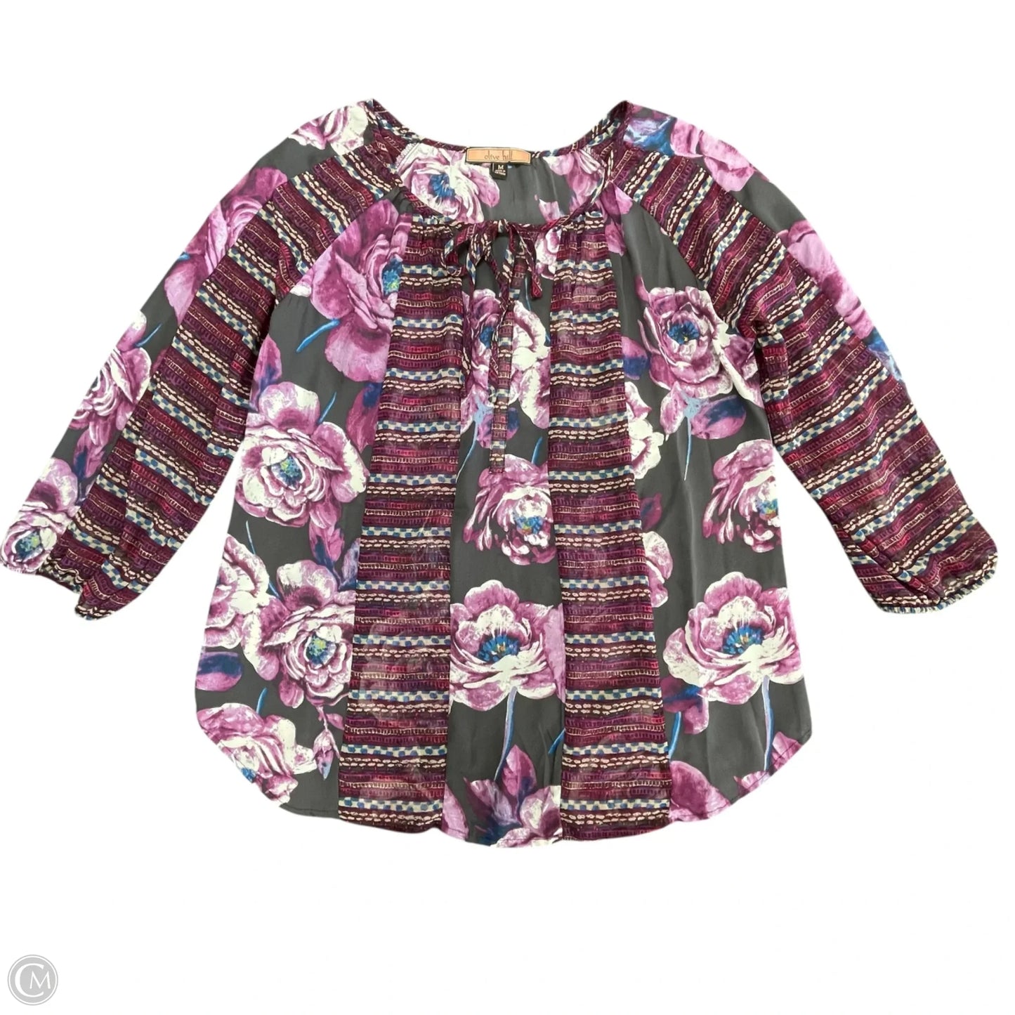 Top Long Sleeve By Clothes Mentor In Grey & Purple, Size: M