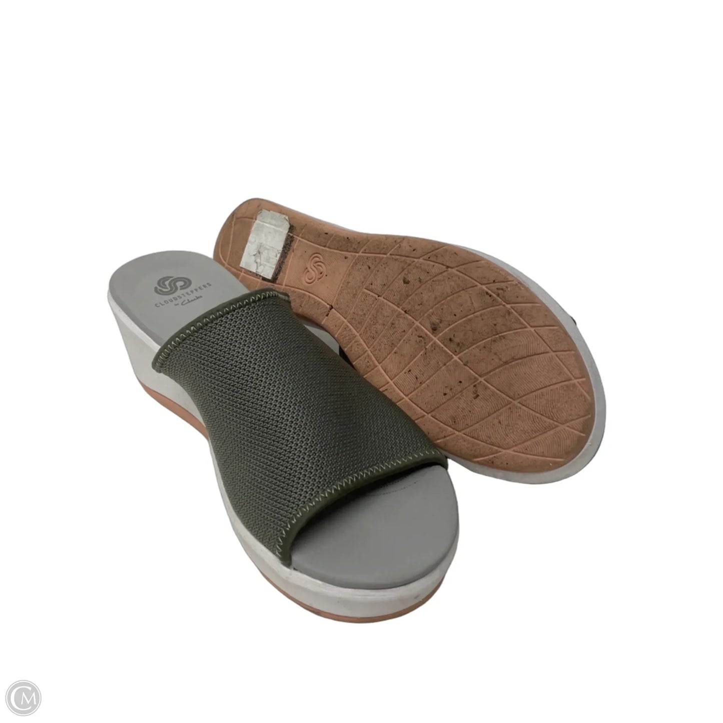 Sandals Heels Wedge By Clarks In Green, Size: 9