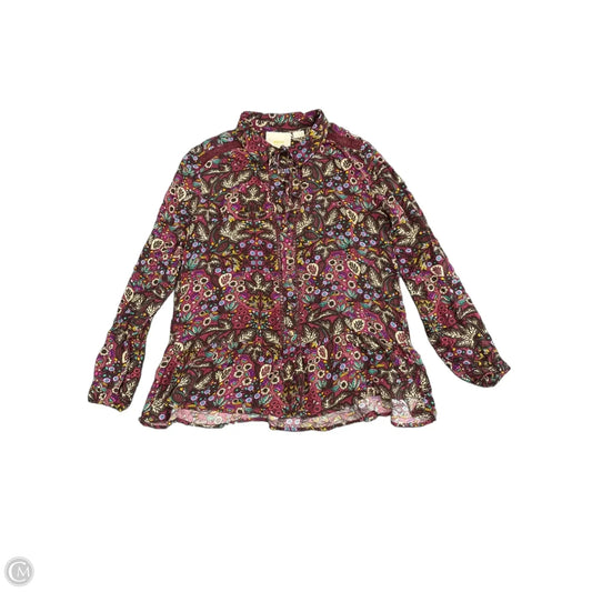 Top Long Sleeve By Maeve In Purple, Size: 4