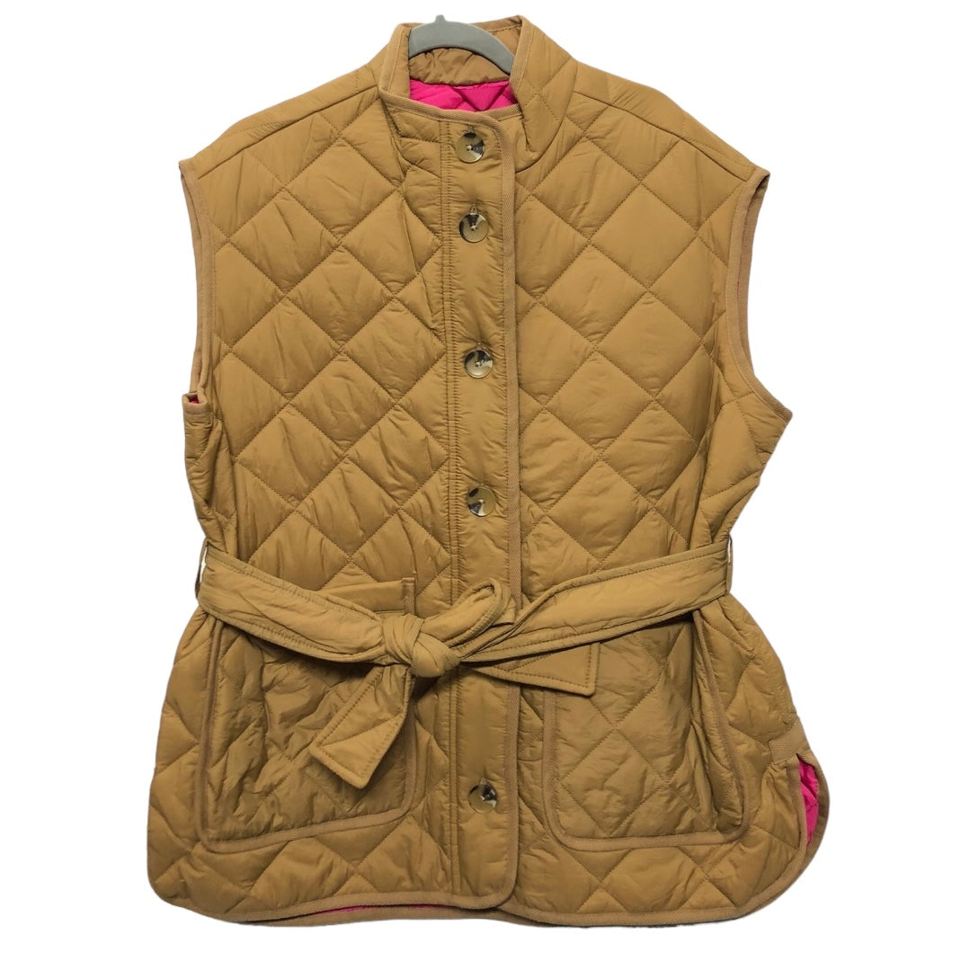 Vest Puffer & Quilted By Free Assembly In Tan, Size: L