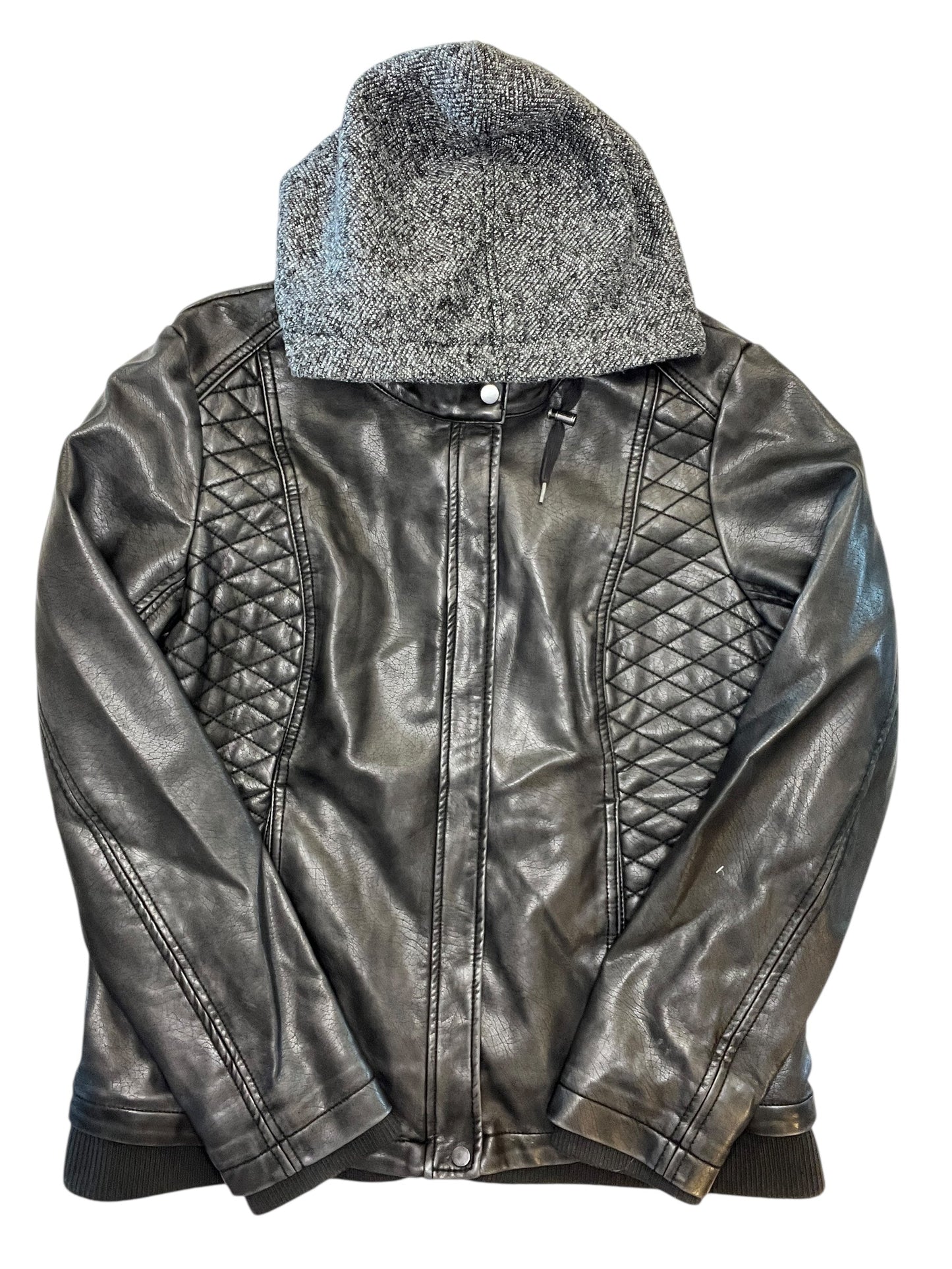 Jacket Moto By Clothes Mentor In Black, Size:L