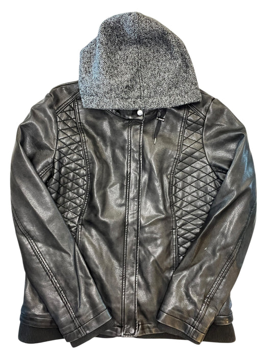 Jacket Moto By Clothes Mentor In Black, Size:L
