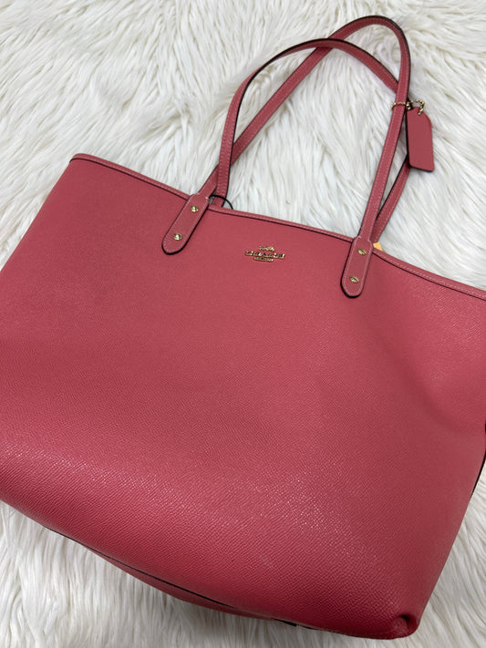 Handbag Designer By Coach In Pink & Tan, Size:Large