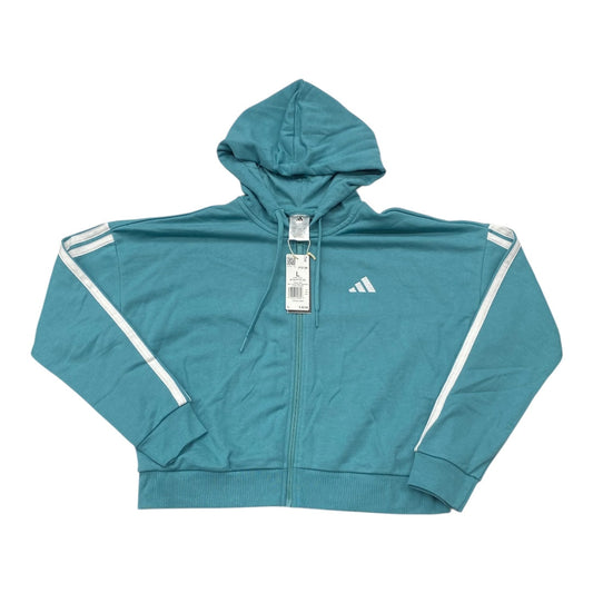 Athletic Sweatshirt Hoodie By Adidas In Teal, Size:L
