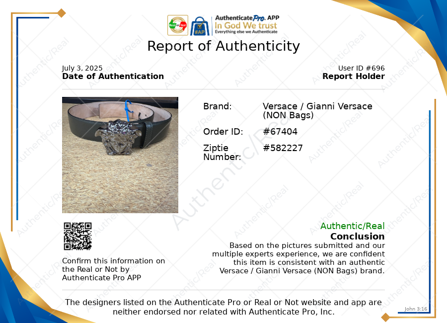 Belt Luxury Designer By Versace, Size: M