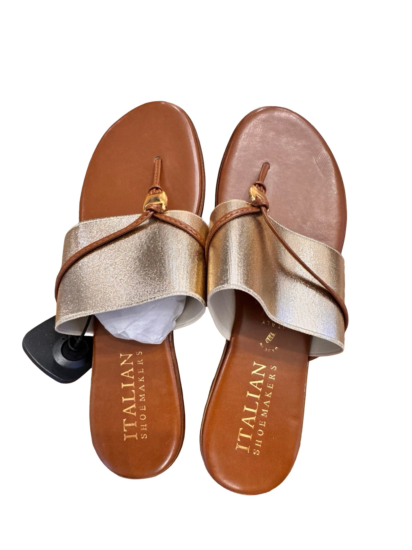 Sandals Flats By Italian Shoemakers In Gold, Size:10