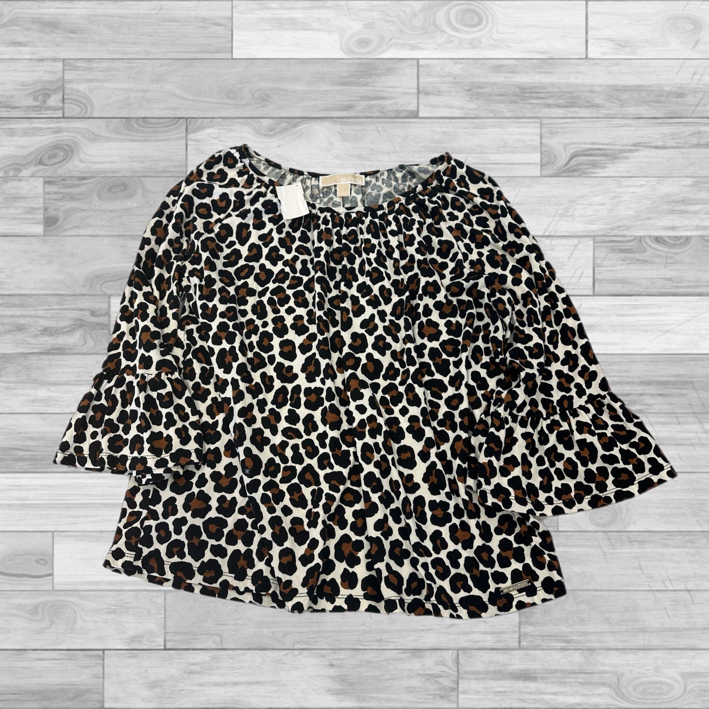 Animal Print Top Long Sleeve Basic Michael By Michael Kors, Size L