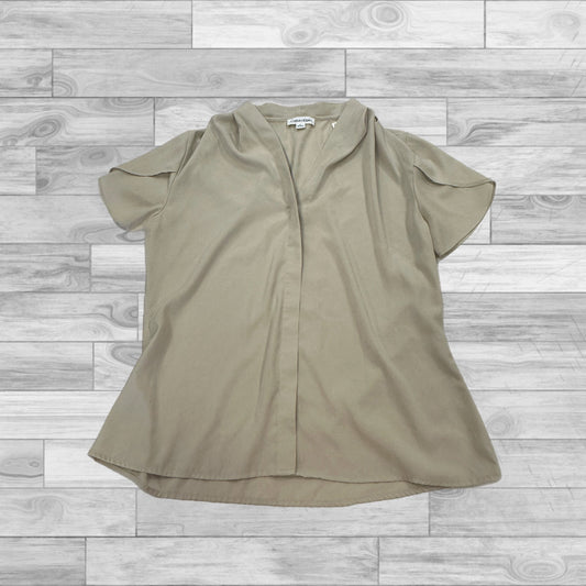 Top Short Sleeve By Calvin Klein In Tan, Size: M