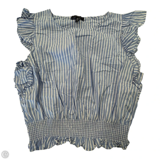 Top Sleeveless By Laundry In Blue & White, Size: Xl