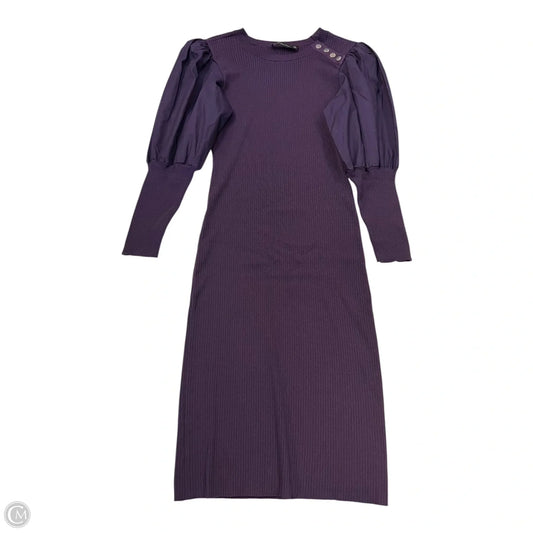 Dress Casual Midi By New York And Co In Purple, Size: L