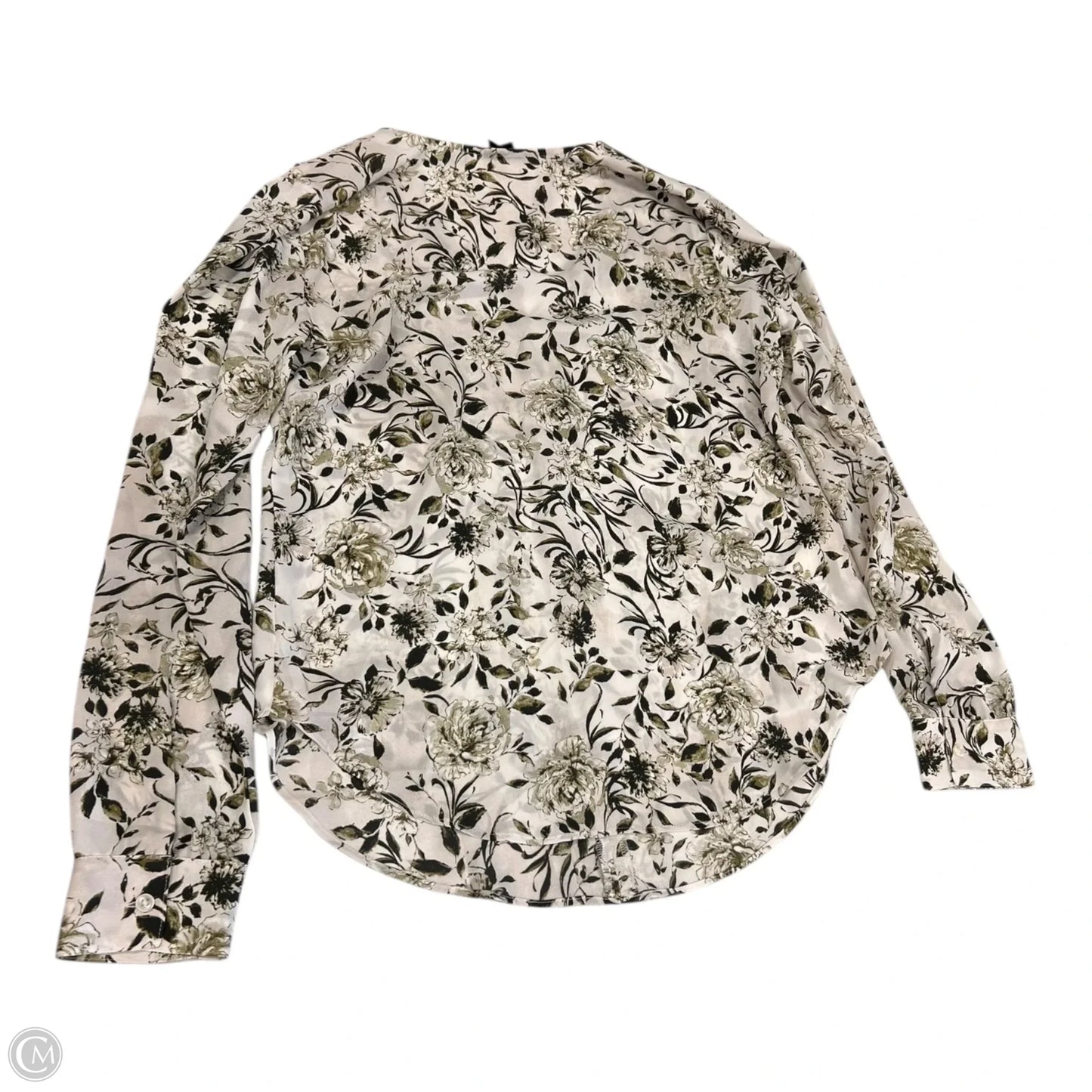 Top Long Sleeve By Ann Taylor In Green & White, Size: Xs