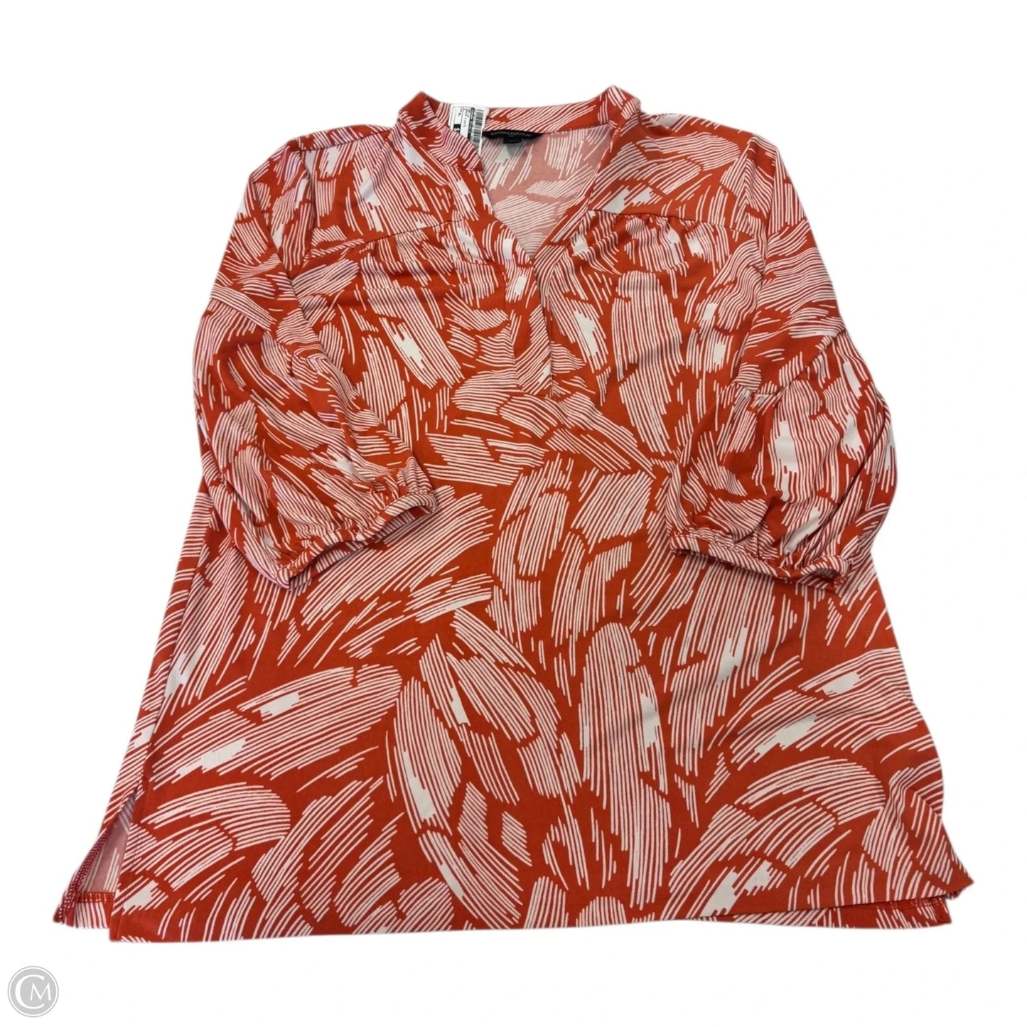 Top Long Sleeve By Banana Republic In Orange & White, Size: Xl
