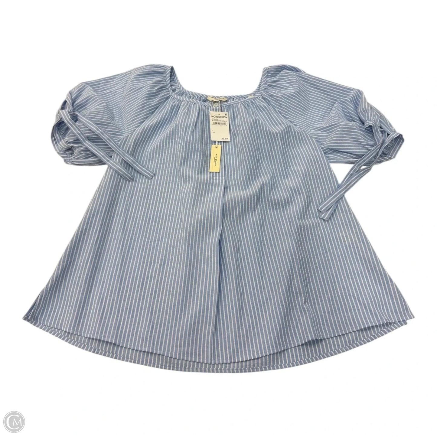 Top Short Sleeve By Max Studio In Striped Pattern, Size: L