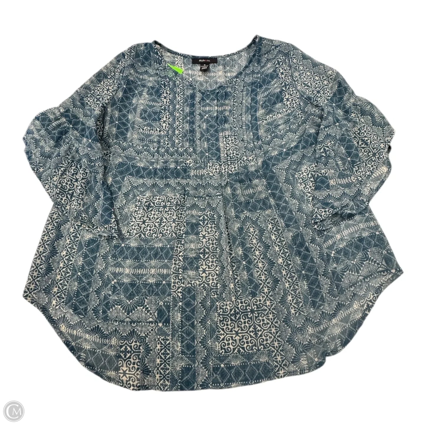 Top Short Sleeve By Style And Company In Blue & White, Size: M