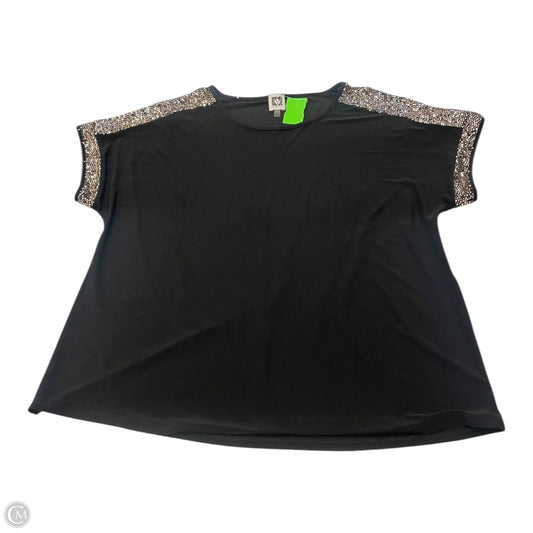 Top Short Sleeve By Anne Klein In Black & Gold, Size: Xl