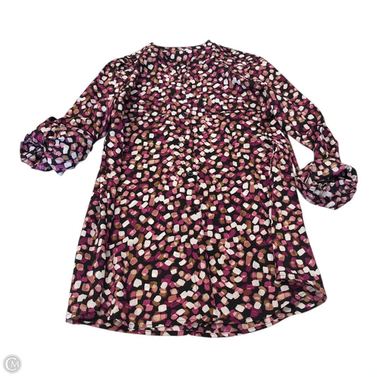 Top Long Sleeve By Calvin Klein In Pink & White, Size: S