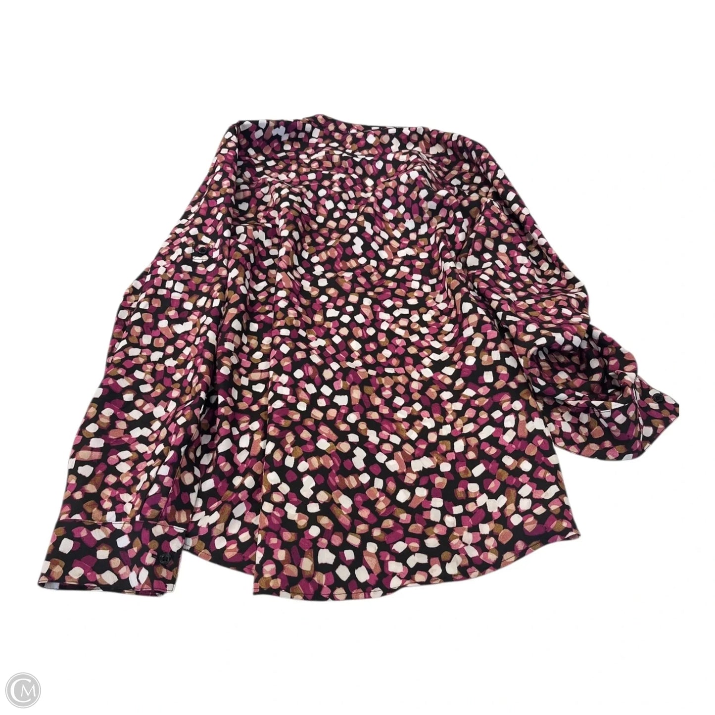 Top Long Sleeve By Calvin Klein In Pink & White, Size: S