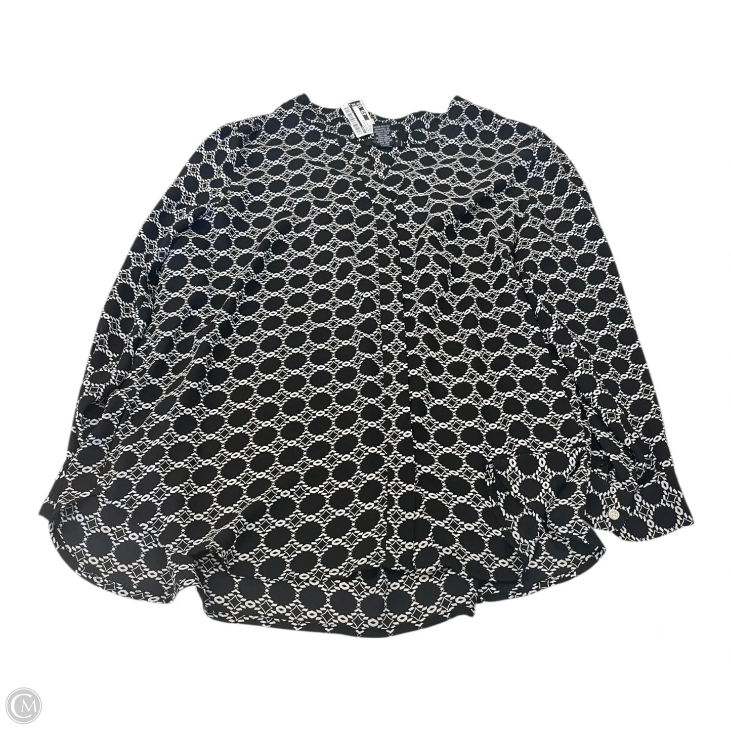 Top Long Sleeve By Grace In Black & White, Size: 1x