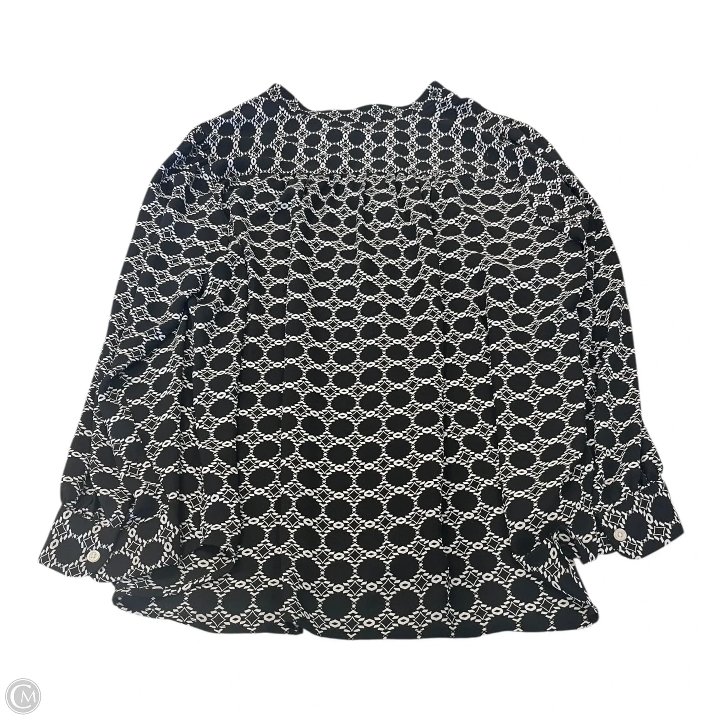 Top Long Sleeve By Grace In Black & White, Size: 1x